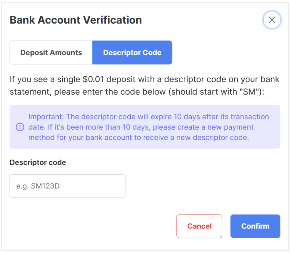 ACH Verification - Descriptor Code (10 Days).png